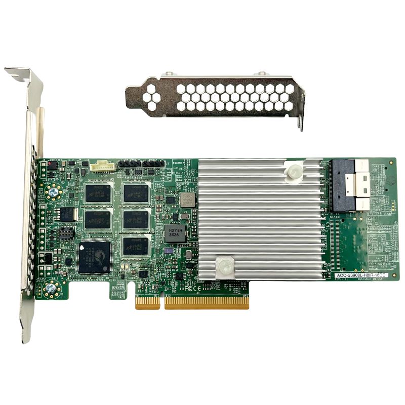 AOC-S3908L-HBIR-16DD 8 внутренних портов SAS3. Поддержка до 16 физических устройств с расширителем.